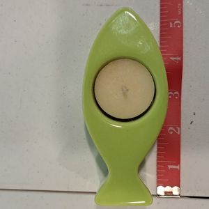 Ceramic green fish votive candle